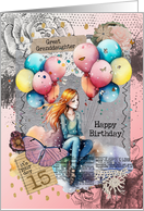 Great Granddaughter 15th Birthday Teen Girl with Balloons Mixed Media card