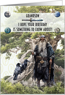 Grandson Birthday Norse God Odin with Ravens card
