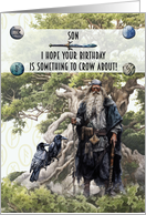 Son Birthday Norse God Odin with Ravens card