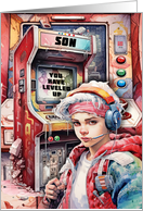 Son Birthday Young Teen Tween Boy Futuristic Video Game Scene card