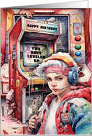 Teen or Tween Boy Birthday Futuristic Video Game Scene card