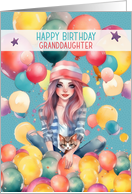 Granddaughter Birthday Teen Pretty Girl in Balloons card