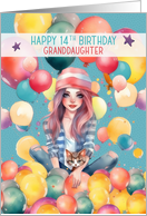 Granddaughter 14th Birthday Teen Pretty Girl in Balloons card