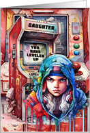 Daughter Young Teen or Tween Birthday Futuristic Video Game Scene card