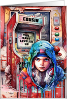 Cousin Teen or Tween Birthday Futuristic Video Game Scene card