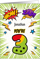 Jonathan Custom Name 3rd Birthday Comic Book Style card