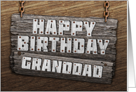 Granddad Birthday Rustic Wood Sign Effect card