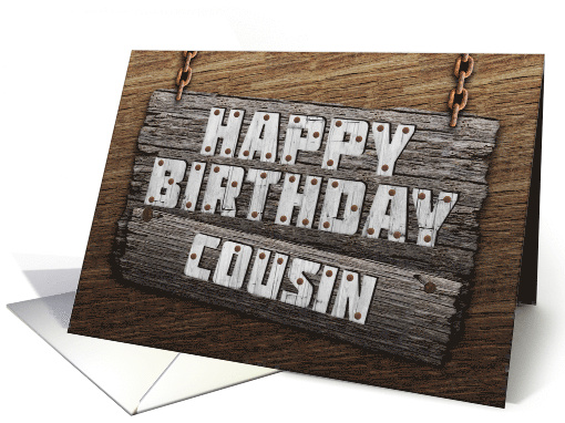 Cousin Birthday Rustic Wood Sign Effect card (1786160)