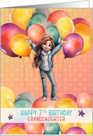 Granddaughter 7th Birthday Young Girl in Balloons card