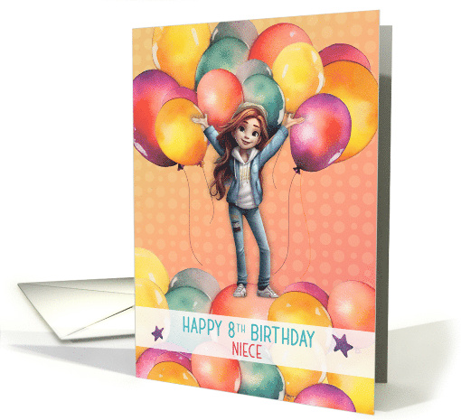 Niece 8th Birthday Young Girl in Balloons card (1788110)