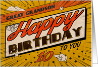 Great Grandson 10th Birthday Comic Book Style card