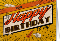 Son 4th Birthday Comic Book Style card