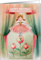 Great Granddaughter 3rd Birthday Ballerina on Stage with Roses card