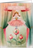 Great Granddaughter 4th Birthday Ballerina on Stage with Roses card