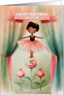 Daughter 5th Birthday Ballerina African American Girl on Stage card