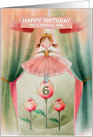 To Girl 6th Birthday Ballerina Little Girl on Stage with Roses card