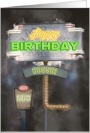 Cousin Birthday Vintage Road Signs at Night card