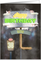 Son 38th Birthday Birthday Vintage Road Signs at Night card