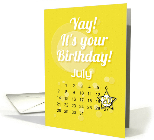 July 20th Yay It's Your Birthday date specific card (938761)