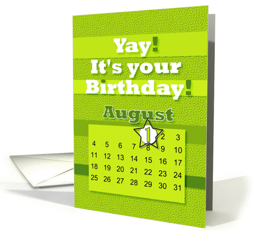 August 1st Yay It's Your Birthday date specific card (938825)