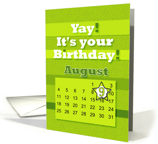 August 9th Yay It's Your Birthday date specific card (938958)