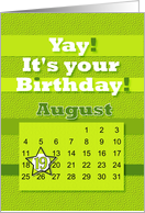 August 19th Yay It’s Your Birthday date specific card