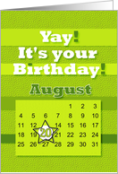 August 20th Yay It’s Your Birthday date specific card