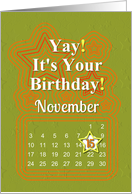 November 15th Yay It’s Your Birthday date specific card