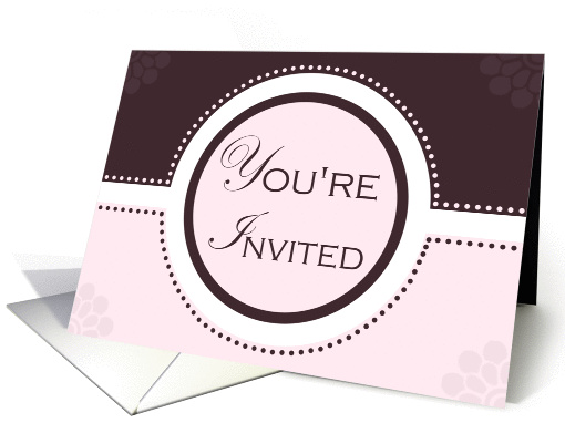 Mocha Pink Floral Dots Invitation card (884812)