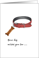 Anniversary of Loss of Pet Dog Pet Collar with Dog Biscuit Tag card