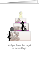 Be Our Host Couple at Our Wedding Beautiful Cake card