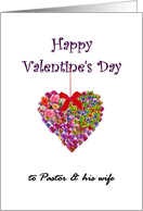 Valentine’s Day for Pastor and Wife Floral Heart And Red Bow card