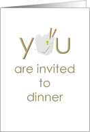 Dinner invitation, Chinese take out card