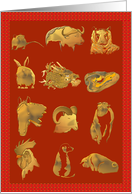 Twelve Animals of The Chinese Zodiac Chinese New Year card