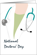 National Doctors’ Day Sketch of Doctor with Stethoscope Round Neck card
