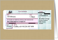 Retirement Party Invitation 40 Years With Railroad Custom Rail Ticket card