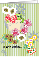 20th Birthday Floral Abstract card