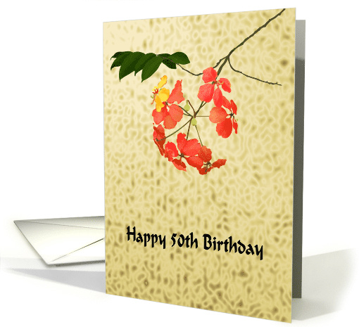 50th Birthday Spray Of Orange Flowers card (1061027)