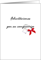 Engagement Congratulations In Spanish Diamond Solitaire Red Bow card