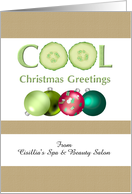 Cool Christmas Greetings Spa To Clients Cucumber Slices And Baubles card