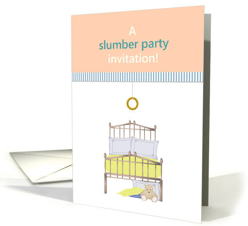 Slumber Party Invitation Comfortable Bed Fluffy Pillows... (1067713)