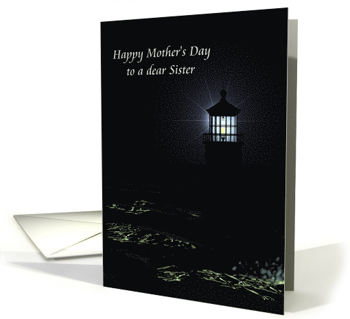 Mother's Day for Sister Lighthouse in Black and White Tones card