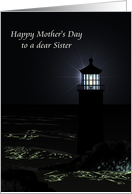 Mother’s Day for Sister Lighthouse in Black and White Tones card