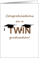 Graduation for Twins Two Graduate Caps on Word Twin card