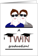 Graduation for Twin Boys Two Graduate Caps on Word Twin card