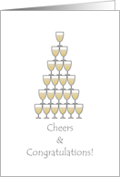 Cheers Congratulations Wine Glasses Stacked In A Pyramid card