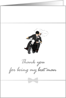 Thank You Best Man Biker Themed Wedding Bride and Groom on Motorbike card