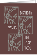 Birthday Wishes for You Abstract Florals in Three Frames card