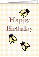 Birthday, honey bees on a light brown gingham background card