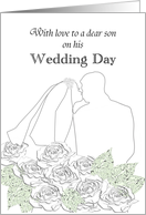 Wedding Congratulations from Mother to Son Bride and Groom Kissing card